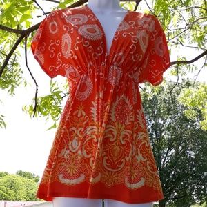 🗣💟HP💟Orange & Yellow Tribal/Boho Flutte Top